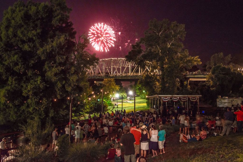 Community concert and fireworks event in Bastrop, TX
